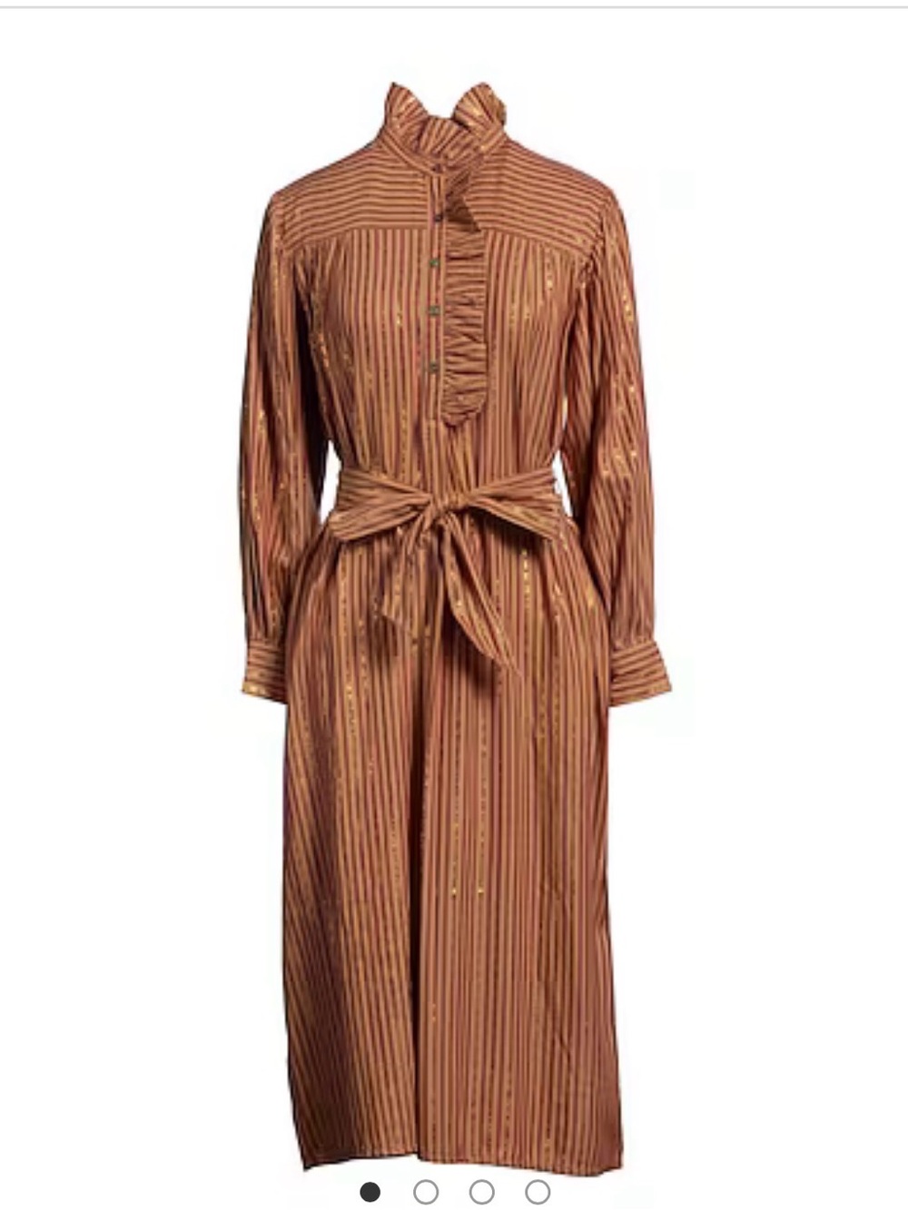 Antik Batik Copper-Striped Ruffle Neck Maxi Dress